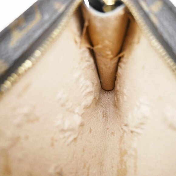 LOUIS VUITTON Logo BUCKET PM Pouch Bag Monogram Leather Brown France - Picture 8 of 15